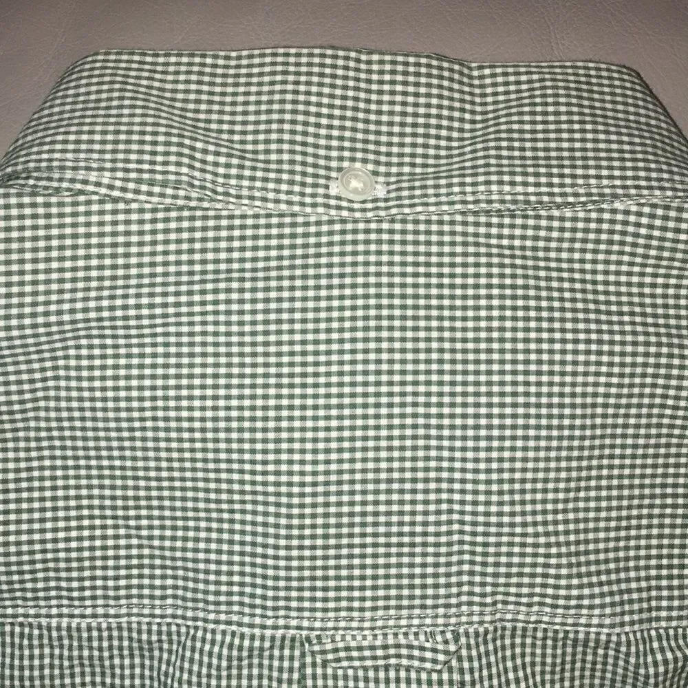 Vintage Banana Republic Green Sm Check LS shirt L